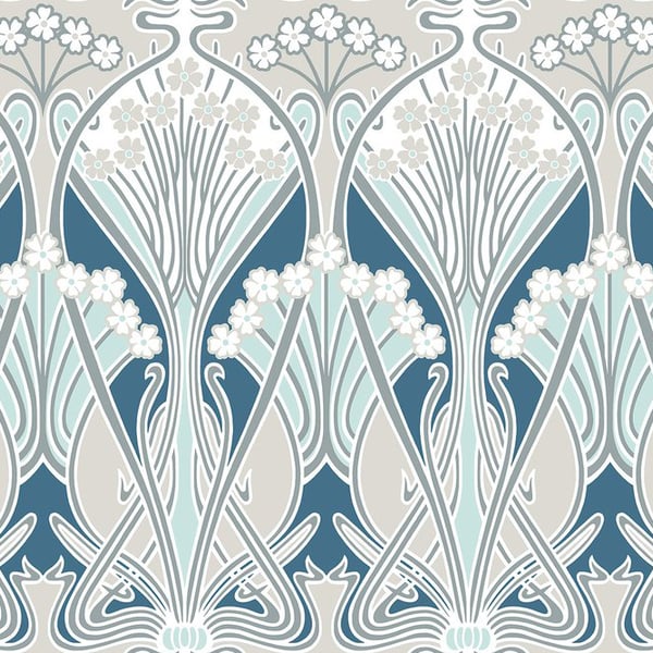 Galerie Wallpaper Product code: ET12414 - Arts and Crafts Wallpaper Collection - Aegean Blue & Dewdrop Colours -  
