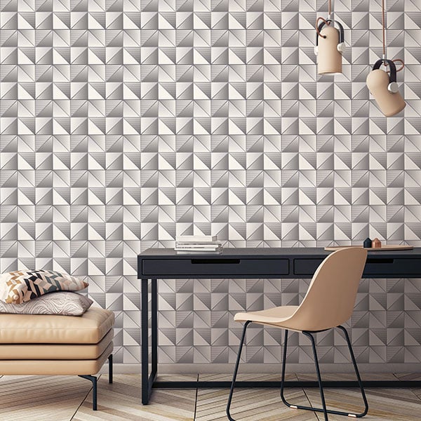 Galerie Wallpaper Product code: GX37630R - Geometrix Wallpaper Collection - Silver Grey Colours -  