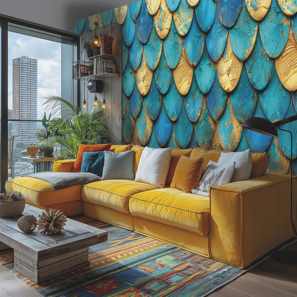 Galerie Wallpaper Product code: HZ62092M_2 - Horizon Wallpaper Collection - Blue Yellow Colours -  