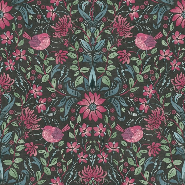 Galerie Wallpaper Product code: MC61004 - Maison Charme Wallpaper Collection - Green, Pink, Black Colours -  