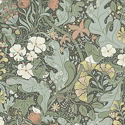 Galerie Wallcoverings Product Code: S83103 - Hjarterum Wallpaper Collection Galerie Wallcoverings Product Code S83103 - Hjarterum Wallpaper Collection - Green Colours - Swedish Flowers and Leaves Design