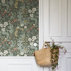 Galerie Wallcoverings Product Code: S83103 - Hjarterum Wallpaper Collection Galerie Wallcoverings Product Code S83103 - Hjarterum Wallpaper Collection - Green Colours - Swedish Flowers and Leaves Design