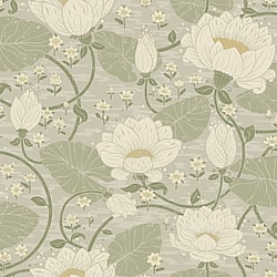Galerie Wallcoverings Product Code: S83124 - Hjarterum Wallpaper Collection Galerie Wallcoverings Product Code S83124 - Hjarterum Wallpaper Collection - Greige Colours - Lotus Flower Design