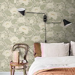 Galerie Wallcoverings Product Code: S83124 - Hjarterum Wallpaper Collection Galerie Wallcoverings Product Code S83124 - Hjarterum Wallpaper Collection - Greige Colours - Lotus Flower Design