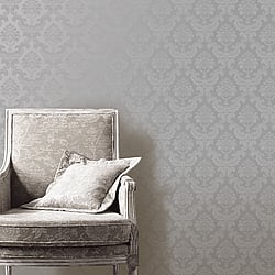 Galerie Wallcoverings Product Code: SK34746 - Simply Silks 4 Wallpaper Collection Galerie Wallcoverings Product Code SK34746 - Simply Silks 4 Wallpaper Collection - Metallic Silver Colours - Feathered Damask Design
