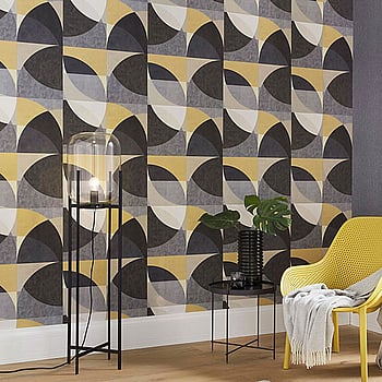 Galerie Wallcoverings Product Code 10150-15 - ELLE Decoration Wallpaper Collection - Gold Mustard Grey Cream Colours -  