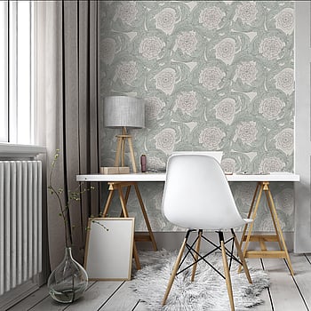 Galerie Wallcoverings Product Code 51008 - Blomstermala Wallpaper Collection - Grey Colours -  