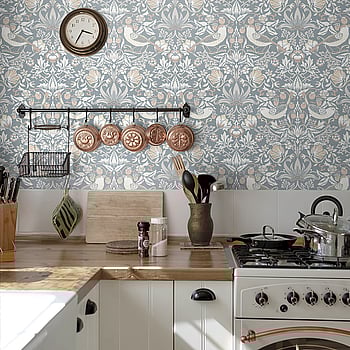 Galerie Wallcoverings Product Code ET11222 - Arts and Crafts Wallpaper Collection - Blue White Blush Colours -  