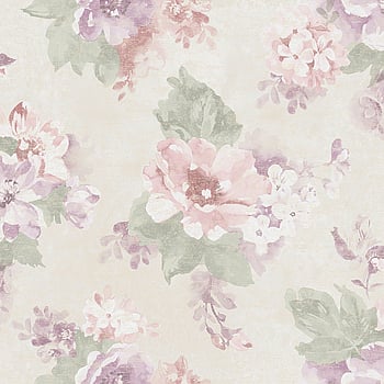 Galerie Wallcoverings Product Code G34101 - Country Cottage Wallpaper Collection - Purple Green Cream Colours -  