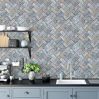 Galerie Wallcoverings Product Code G45425 - Just Kitchens Wallpaper Collection - Blues Taupe Colours -  