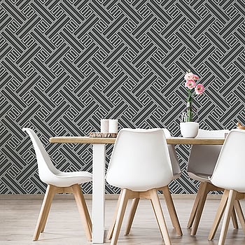 Galerie Wallcoverings Product Code GX37603 - Geometrix Wallpaper Collection - Black Silver Colours -  