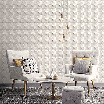 Galerie Wallcoverings Product Code GX37631 - Geometrix Wallpaper Collection - Cream Silver Colours -  