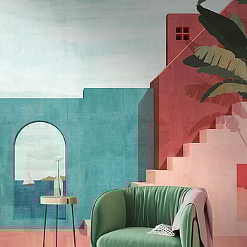 Galerie Wallcoverings Product Code WH45255M - Welcome Home Murals Wallpaper Collection - Blue, Green, Pink Colours -  